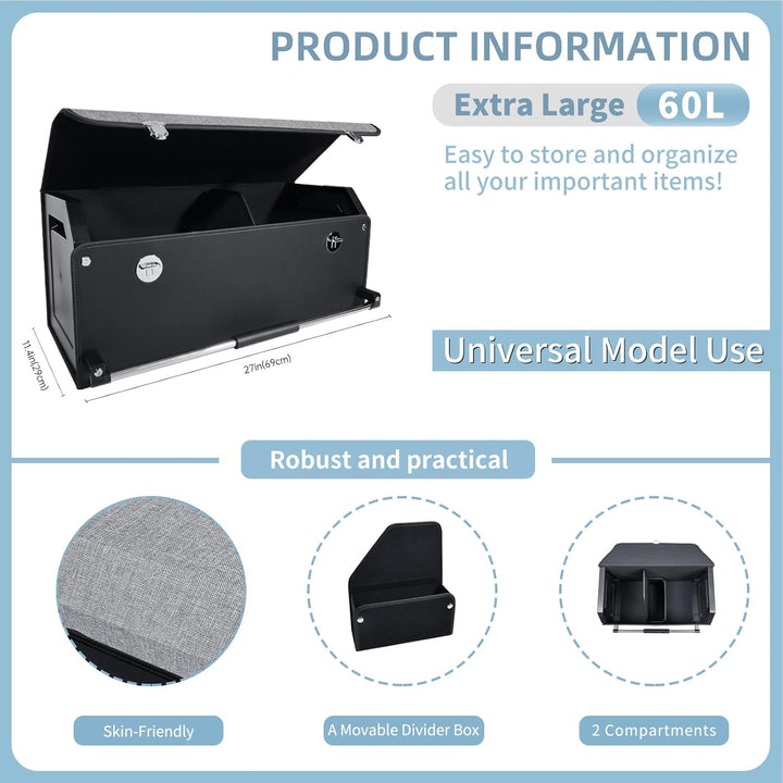 Auto Kofferraum Organizer, Wasserdichte Leder Auto Kofferraumtasche mit Deckel und Stabilem Griff, 6