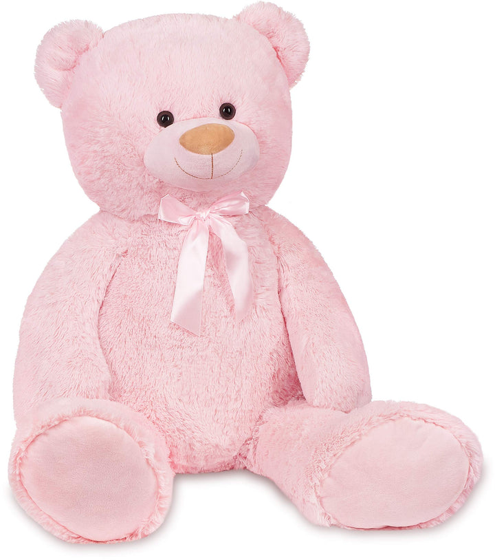 BRUBAKER XXL Teddybär 100 cm - Rosa - Stofftier Plüschtier Kuscheltier, Rosa
