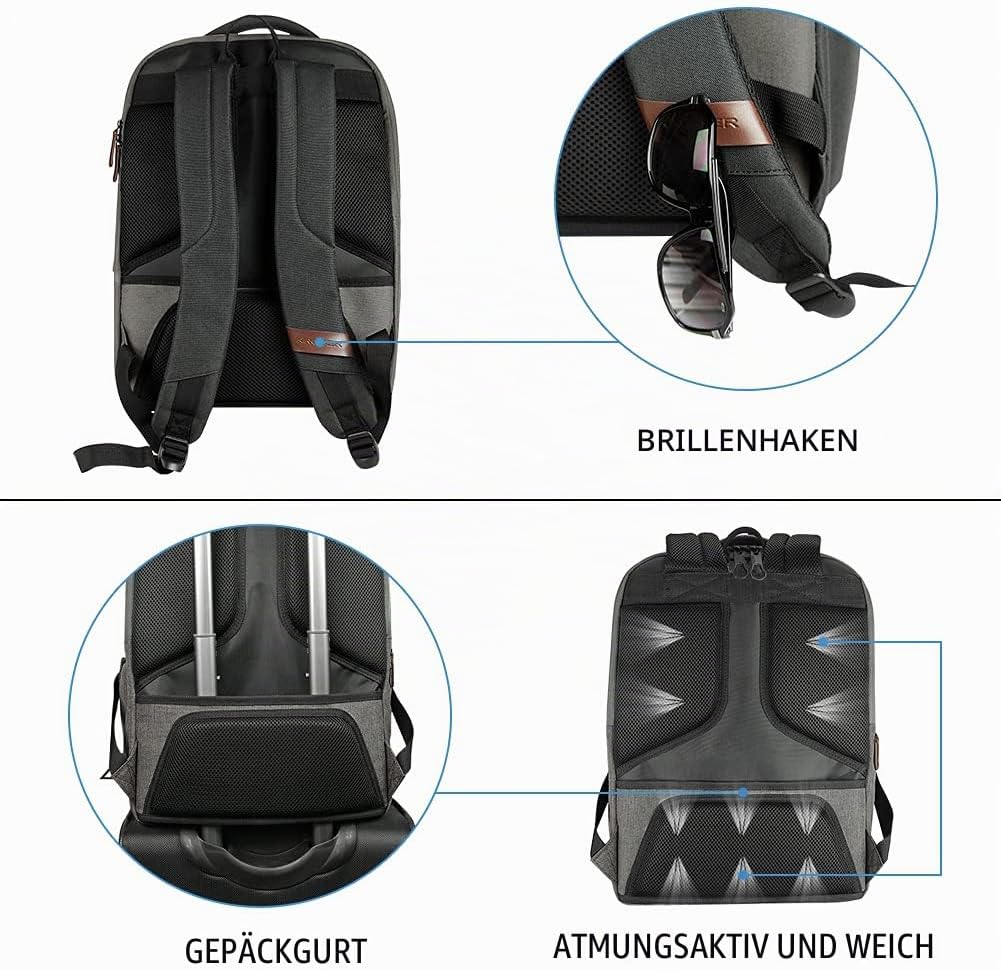 KROSER Laptop Rucksack Schulrucksack 17,3 Zoll Reiserucksack Handgepäck Tagesrucksack Wasserabweisen