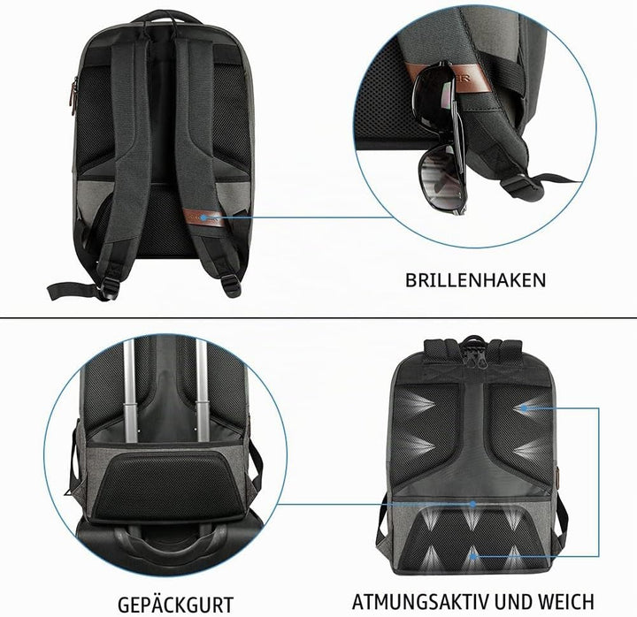 KROSER Laptop Rucksack Schulrucksack 17,3 Zoll Reiserucksack Handgepäck Tagesrucksack Wasserabweisen