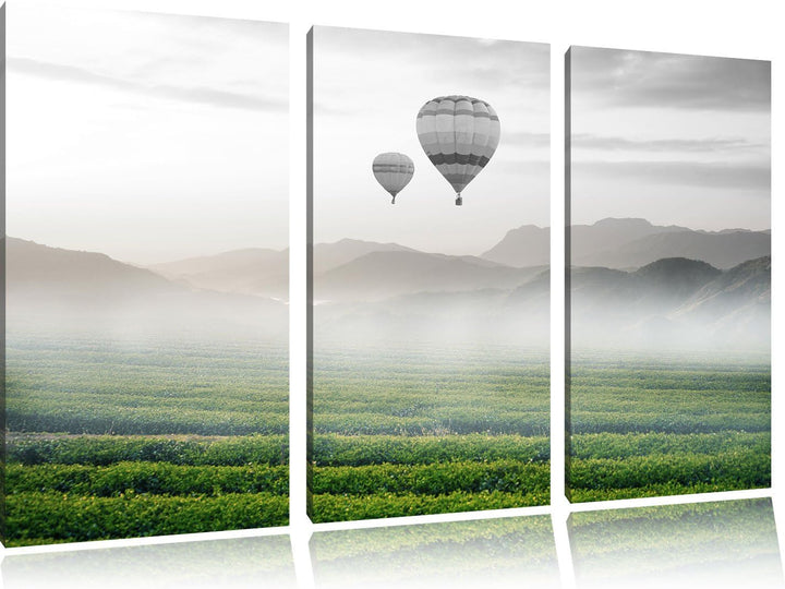 Pixxprint Heissluftballon Landschaft als Leinwandbild/Grösse: 3 Teilig (120x80) cm/Wandbild/Kunstdru