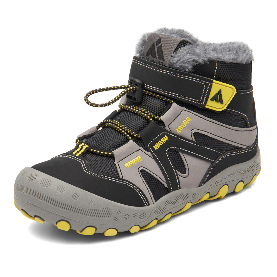 Mishansha Kinder Outdoor Winterschuhe Warm Gefüttert Winterstiefel, Gr.24-38 25 EU Ebenholz Schwarz,
