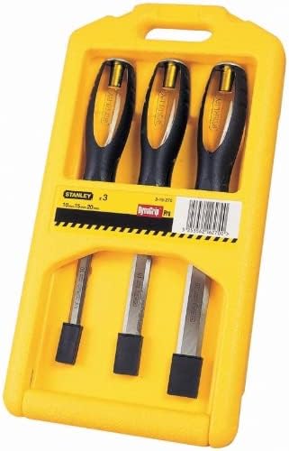 Stanley FatMax Stechbeitel Set 3-teilig (10/15/20 mm, Thru-Thang, Schlagkappe aus Stahl, Kugellagers