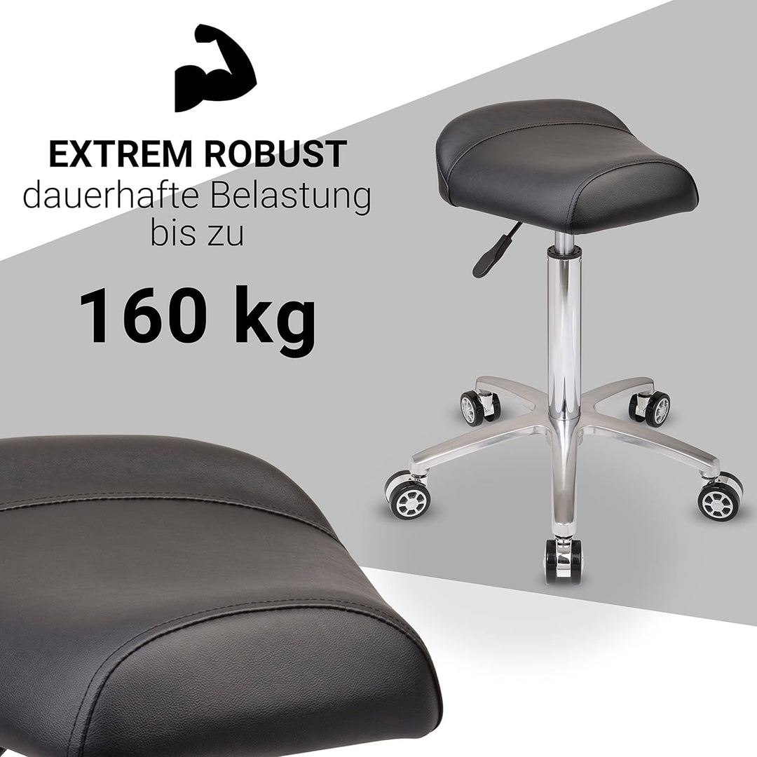 Staboos Rollhocker bis 160 kg - Sattelsitz und Fussstütze ergonomisch geformter Praxishocker (Premiu
