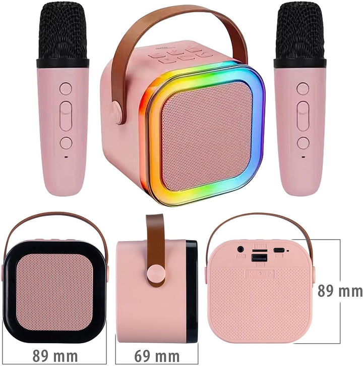 auvisio Karaoke Anlage: Karaoke-Maschine mit 2 Mikrofonen, RGB-LEDs, Bluetooth, USB, microSD (Karaok