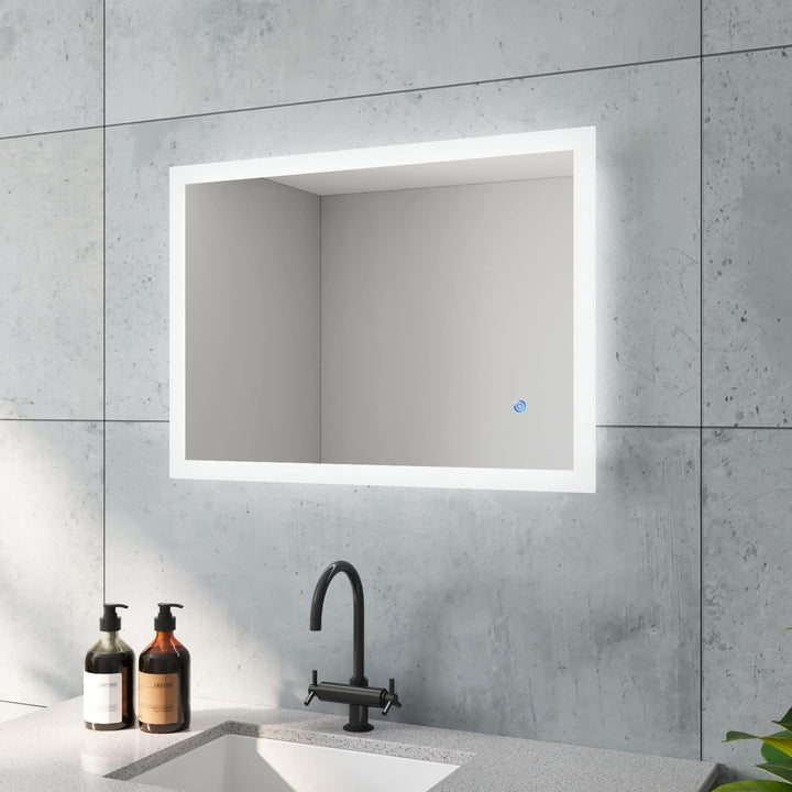 BOURGES-Serie Badspiegel mit indirekt Beleuchtung Hell Eckig 50x70 cm LED Badezimmerspiegel Günstig