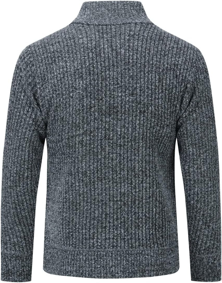 Herren Cardigan Grobstrick Reissverschluss Strickjacke mit Stehkragen Winter Pollover Knitted, Dunke