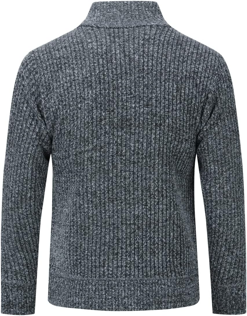 YOUTHUP Herren Strickjacke mit Stehkragen Fleecejacke Warm Übergangsjacke Reissverschluss Pullover M