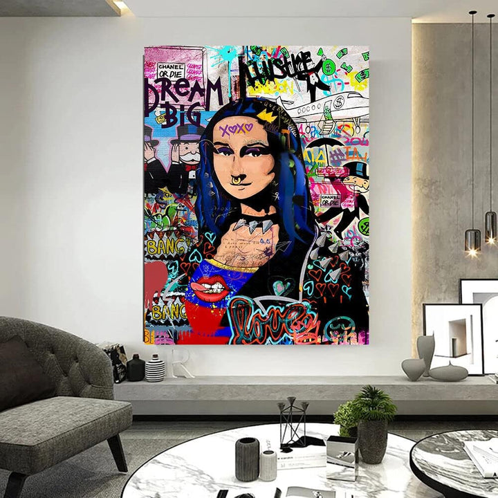 Magic Canvas Art Mona Lisa Graffiti Pop Art Leinwandbild 1- teilig Hochwertiger Kunstdruck Wandbilde