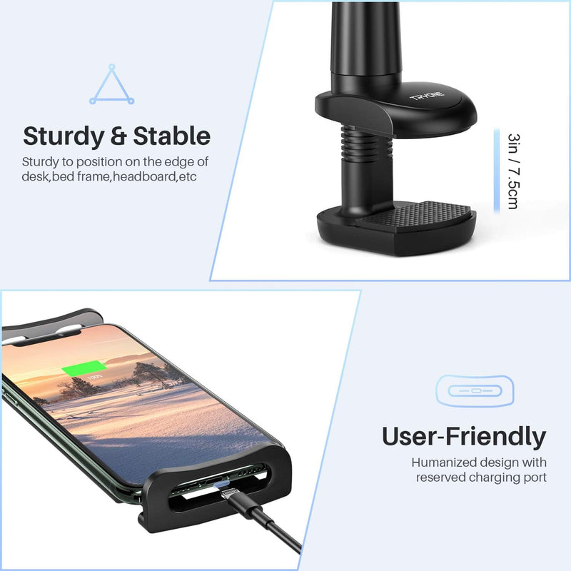 TRYONE Schwanenhals Tablet Halterung, Tablet Halter – Flexibler Verstellbarer Arm im Bett für Ipad/H