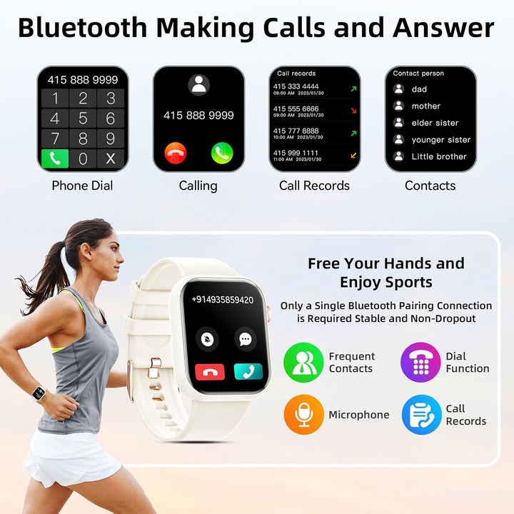 Hwagol Smartwatch Damen Herren, 1.85" Zoll Touchscreen Smart Watch mit Bluetooth Anrufe, Uhr Damen H