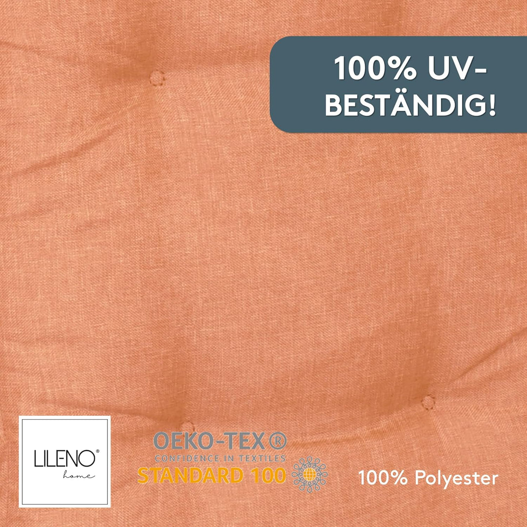 LILENO HOME Gartenstuhl Auflagen als [2er Set - Hochlehner] in Uni Pfirsich Neu - Bequeme Liegen als