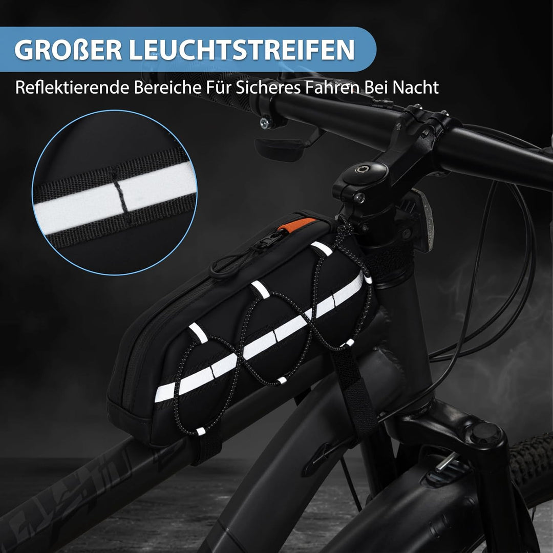 Vordere Packtasche,Rahmentasche,2 in 1 Wasserfest & Reflektierend Geeignet Geeignet für Fahrräder un