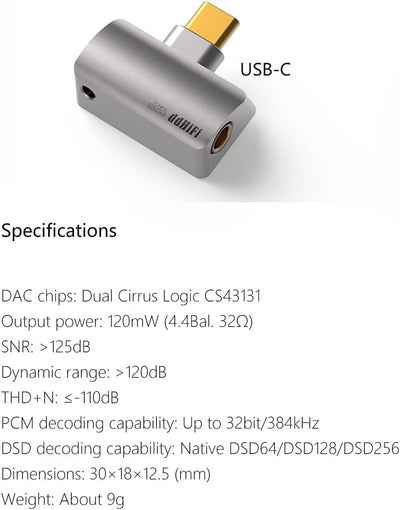 Linsoul DDHIFI TC44 Pro USB-C-auf-4,4-mm-symmetrischer DAC-Leichtbau-Adapterkonverter (TC44 Pro), TC