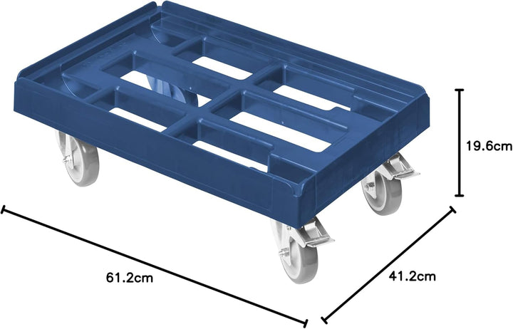5 Stück Transportroller für Kisten 60 x 40 cm mit 2 Bremsen in blau