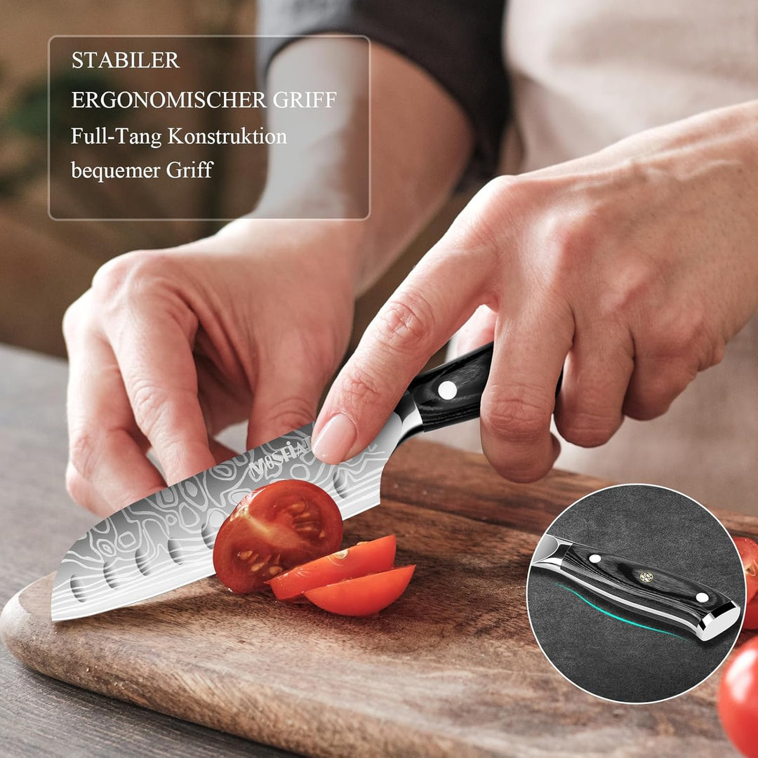 MOSFiATA 2PCS Küchenmesser, 7 Zoll Santoku Messer und 5.5 zoll Santoku Messer, Kochmesser Profi Japa