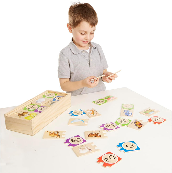 Melissa & Doug Puzzlekarten aus Holz - englisches Alphabet Buchstaben-Puzzles, Buchstaben-Puzzles