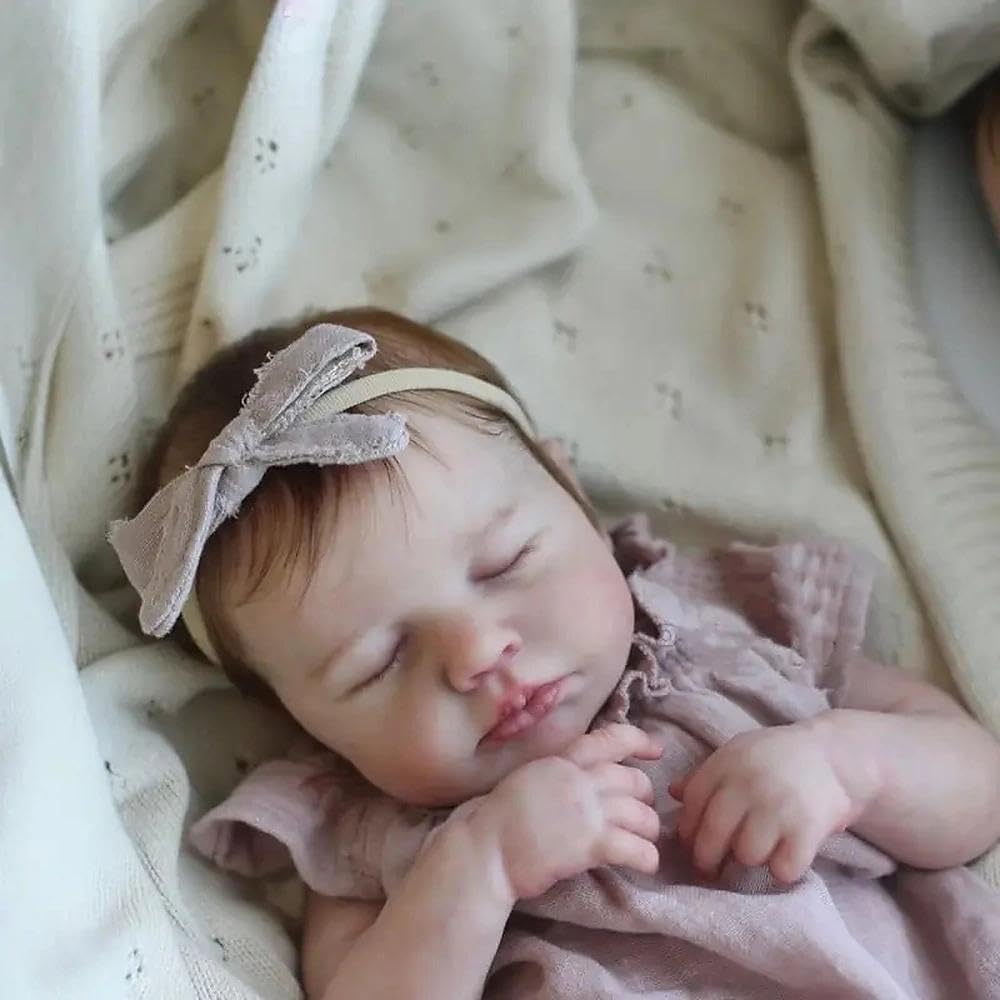 Zero pam Lebensecht Reborn Baby Mädchen Vollsilikon Puppe, 45 cm Reborn Babypuppe Wie Echtes Baby, V