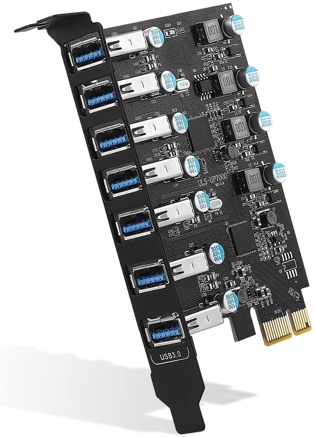 FARBOKO USB PCIe Karte 7-Port, PCIe USB 3.0 5Gbps Erweiterungskarte USB 3.2 (USB 3.1) Gen1 Interner