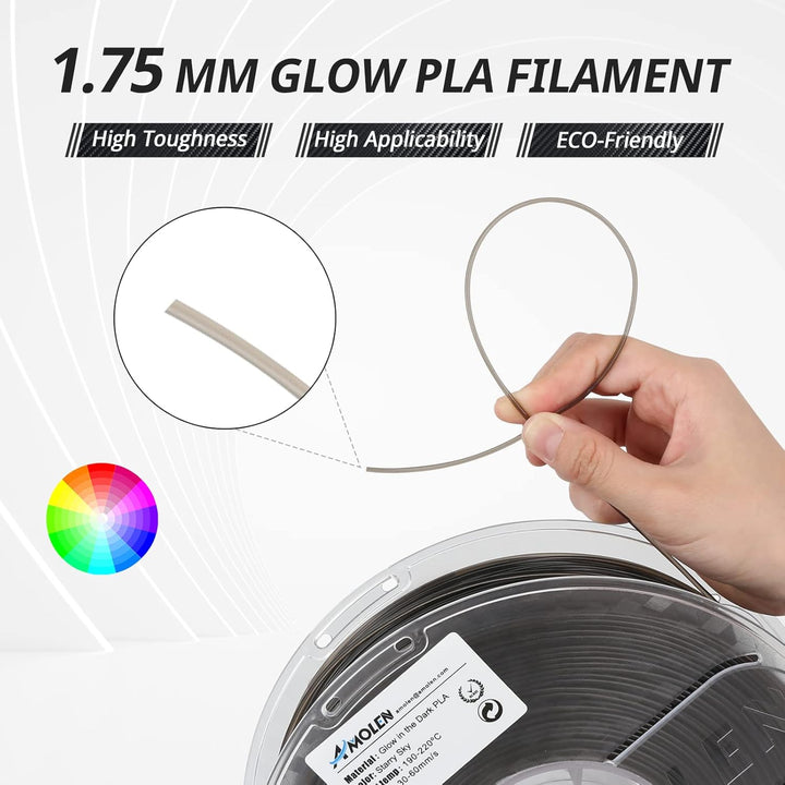 AMOLEN 3D Filament Massgenauigkeit +/- 0,02 mm, Sauber Gewickeltes, Kompatibel Mit 3D FDM Druckern,