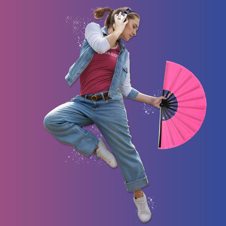 2 Stück Grosse Faltbare Seide Hand Fächer Chinesischer Tai Chi Faltender Handfächer Nylon Tuch Chine