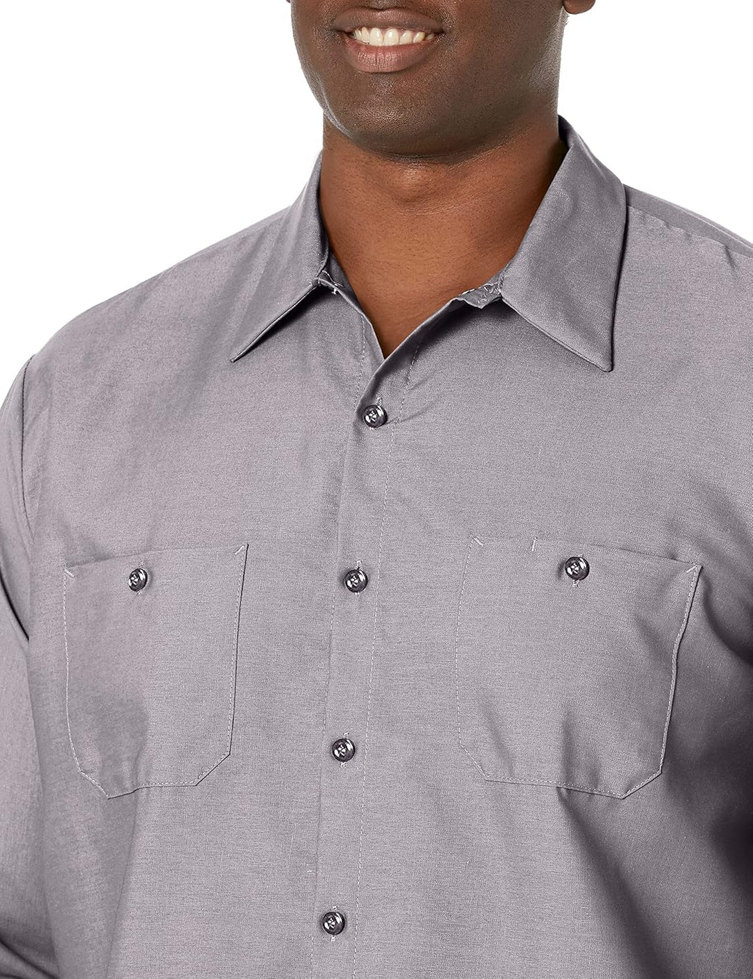 Red Kap Herren Industrielles, Regular Fit, Langarm Button-Down-Arbeitshemd L Tall Silbergrau, L Tall
