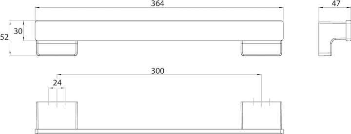 Emco Cue Wannengriff aus Metall, markant geformter Badewannengriff zum Kleben oder Schrauben, hochwe