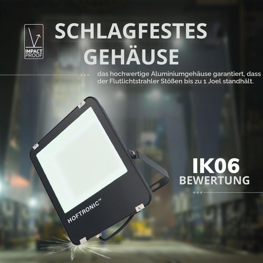 HOFTRONIC - LED Strahler Aussen 100W 16000 Lumen 160lm/W 4000K Neutralweiss LED Flutlicht Aussenleuc