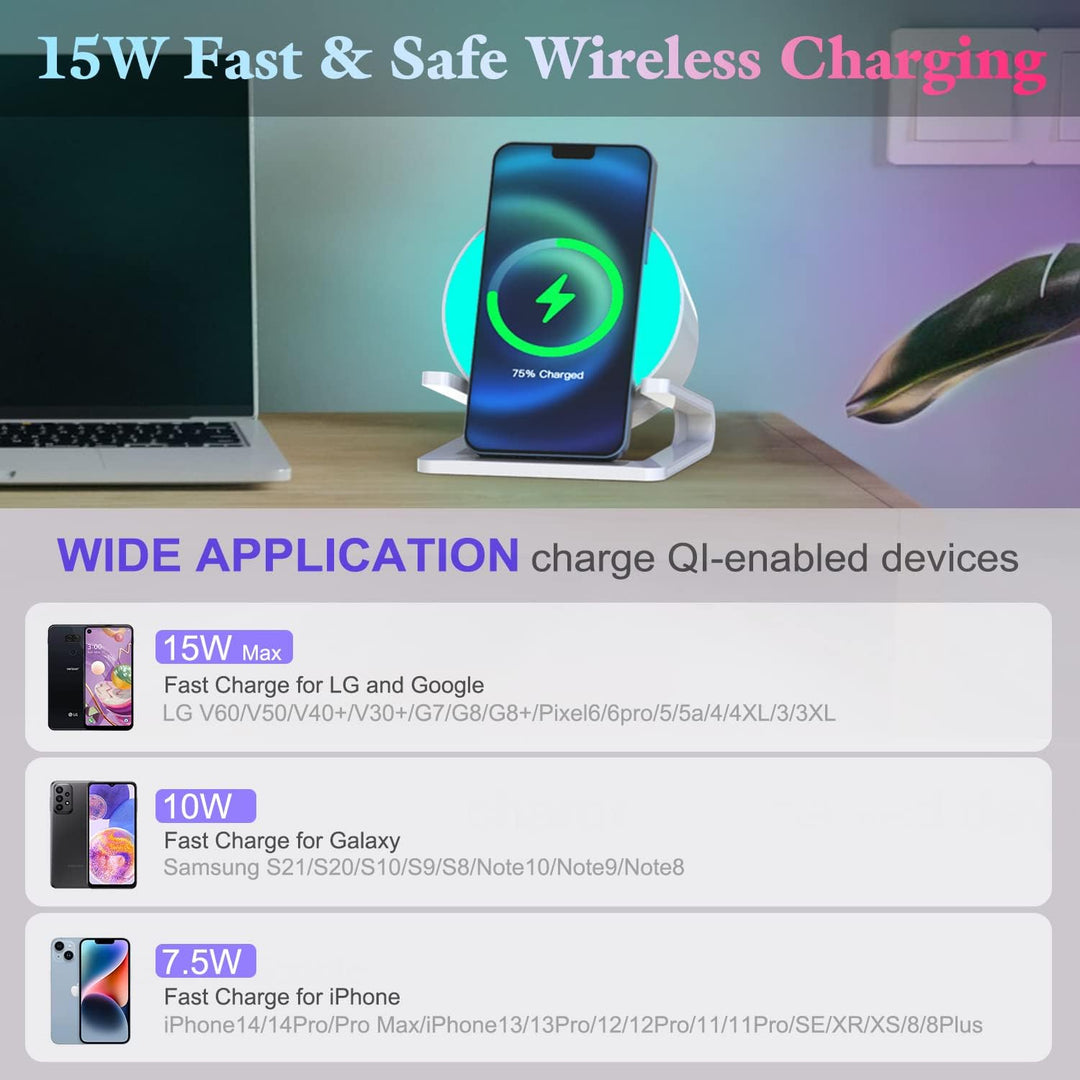 Bluetooth Lautsprecher mit Nachtlicht und Wireless Charger, Touch Dimmbar Nachttischlampe mit Gibt 5