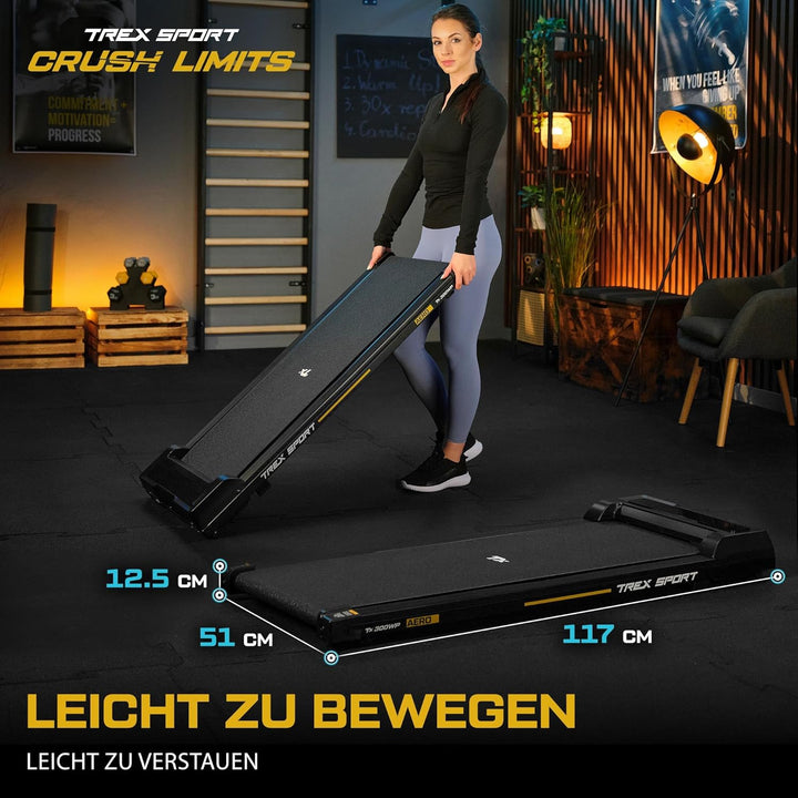 TREX SPORT Walking Pad TX-300WP AERO | Laufband für Schreibtisch mit Fernbedienung, LED-Anzeige, bis