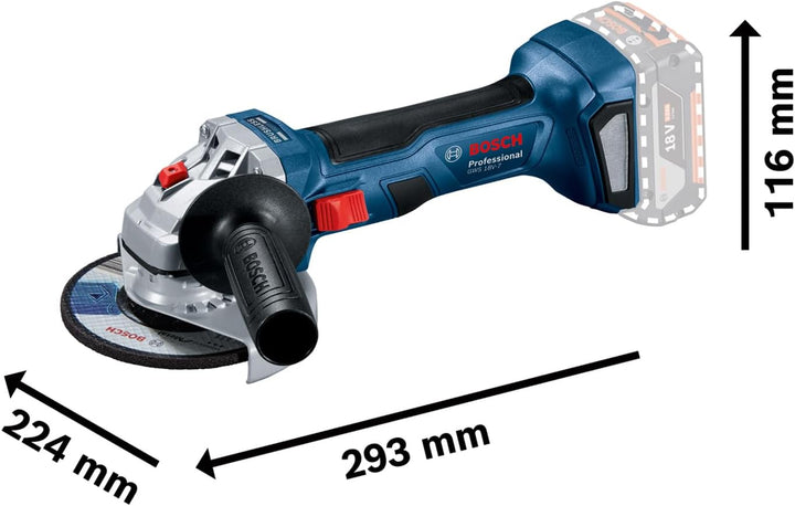 Bosch Professional 18V System Akku Winkelschleifer GWS 18V-7 (125 mm Scheiben-Ø, 2x4.0 Ah Akku, Lade