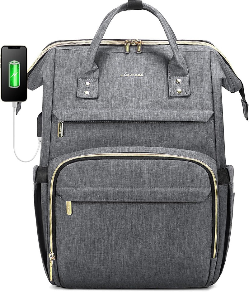 LOVEVOOK Laptop Rucksack Damen 15,6 Zoll, Wasserdichte Business Schule Rucksäcke mit USB Ladeanschlu