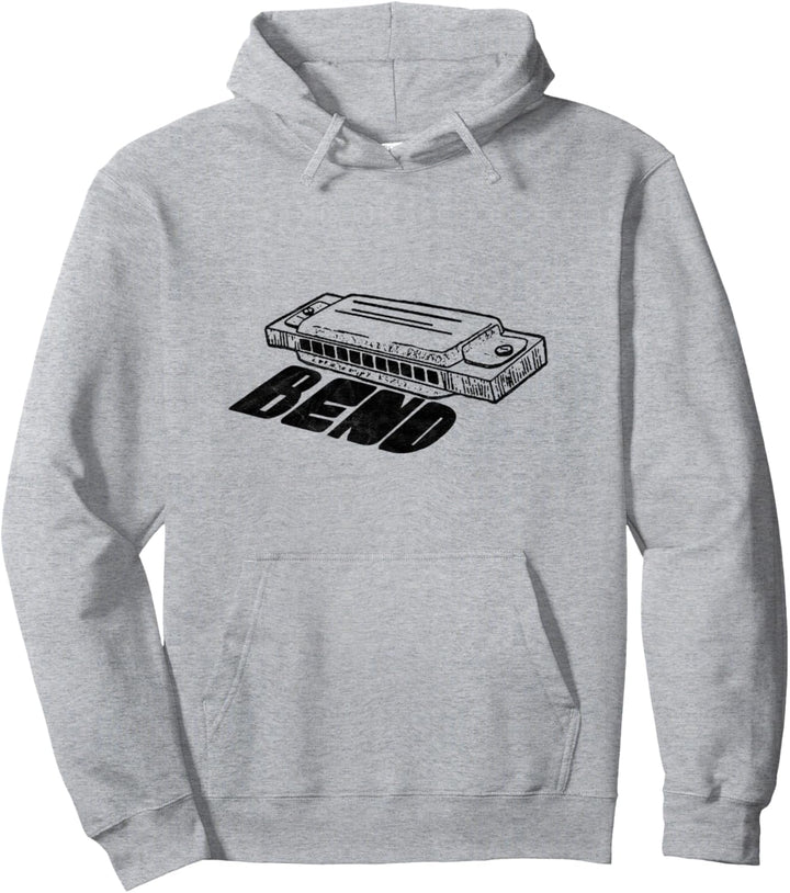Bend! Vintage Harmonica Simple Retro Minimalist Music Pullover Hoodie