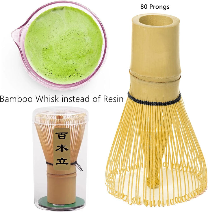 Matcha Set Rosa Matcha Schale,Matcha Tasse Trinkbecher mit Bow Iced coffee Trinkglas,Matcha Sieb Mat