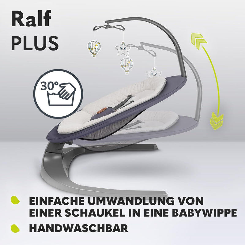 LIONELO Ralf 2in1 Babywippe und Liegestuhl, Fernbedienung, 12 Melodien, zwei Schaukelrichtungen, 5 S