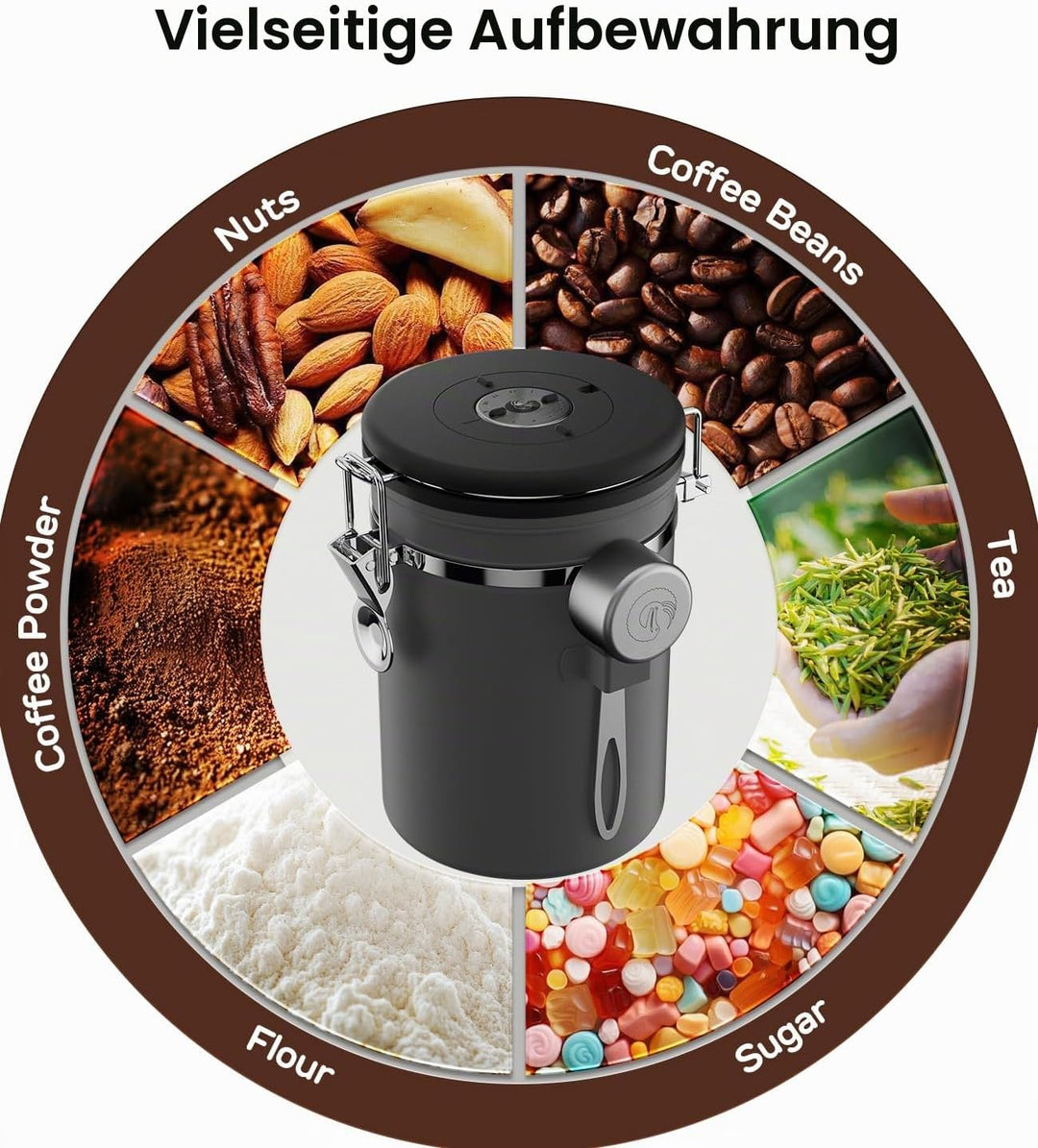 Coffee Gator-Edelstahl-Kaffeedose – Hält gemahlener Kaffee und Bohnen länger frisch – Behälter mit D