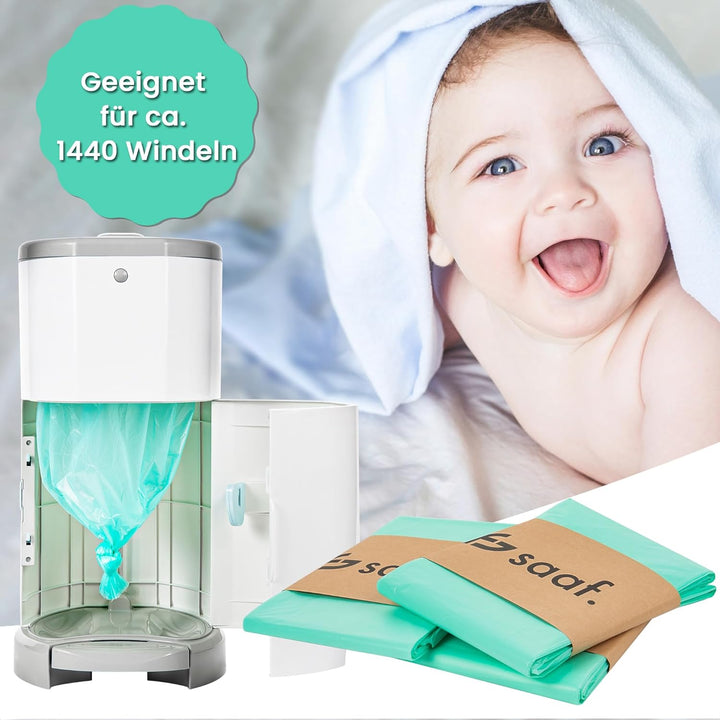 Saaf Windeleimer Nachfüllpack – kompatibel mit Korbell 15/16 Liter und Litter Champ – 6 Stück – Parf