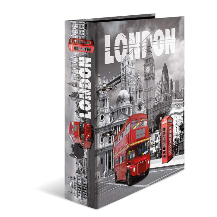HERMA 7172 Ordner A4 Städte London, 10 Stück, 7 cm breit, Motiv Aktenordner aus Pappe mit Innendruck