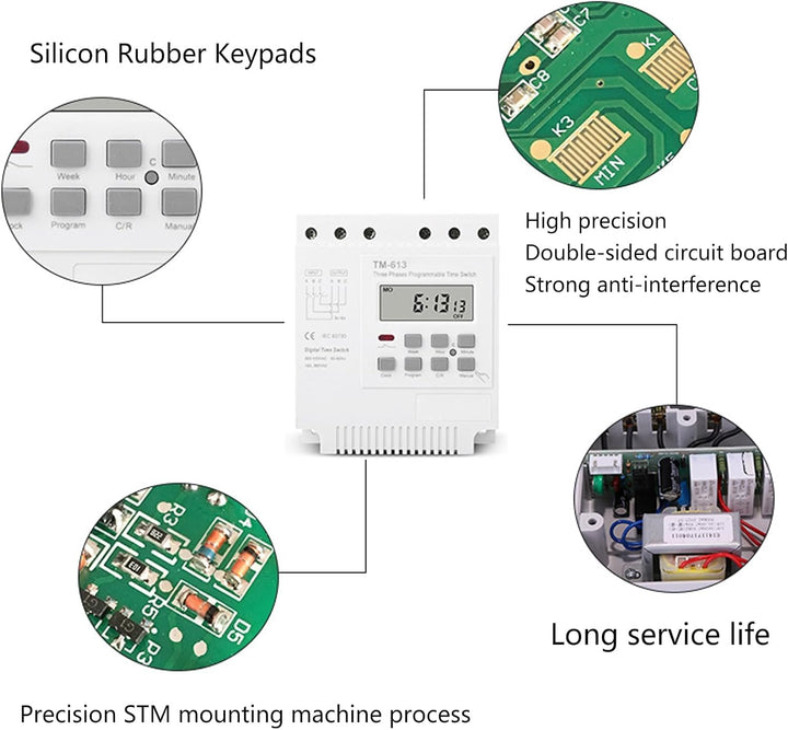 DEWIN Programmierbares Zeitrelais,TM-163 Dreiphasiger 380V Smart Digital Wochenprogrammschalter