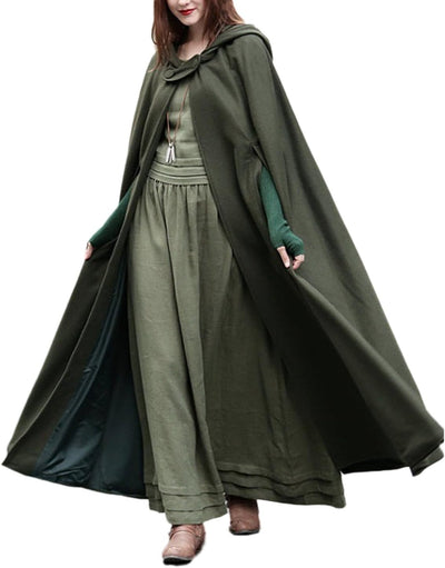 JLTPH Damen Herbst Winter Maxi Lose Umhang mit Kapuze Mantel Poncho Kap Strickpulli Longstrickjacke