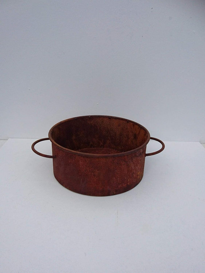 terracotta-toepfe-de Deko Topf ca. 30 cm Durchmesser - bepflanzbar aus Metall Edelrost Rost Garten P