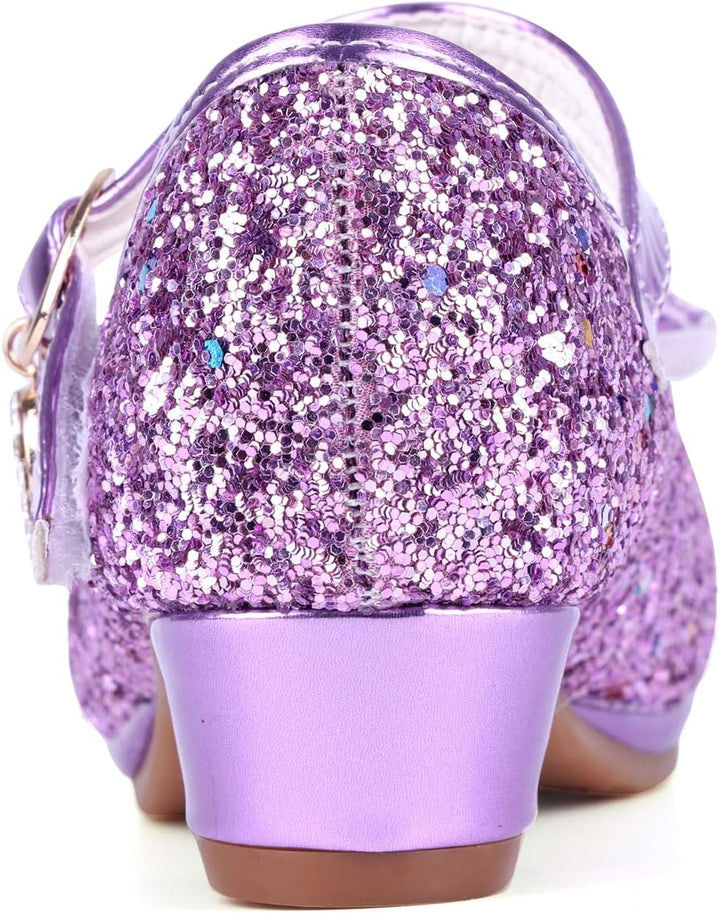 Prinzessin Schuhe Mädchen High Heels Sandalen Mädchen Pailletten Party Pumps Kinder 29 EU Lila, 29 E