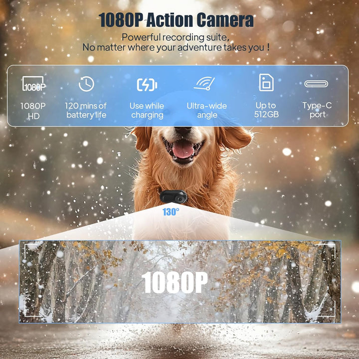 Mini Action Cam, 1080P Tragbare Body Kamera, 130° Bodycam Körperkamera, Outdoor-Reiten Actionkameras