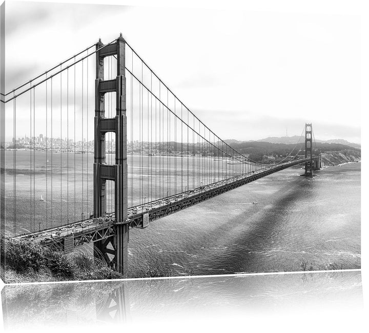 Pixxprint Golden Gate Bridge als Leinwandbild/Grösse: 100x70 cm/Wandbild/Kunstdruck/fertig bespannt,