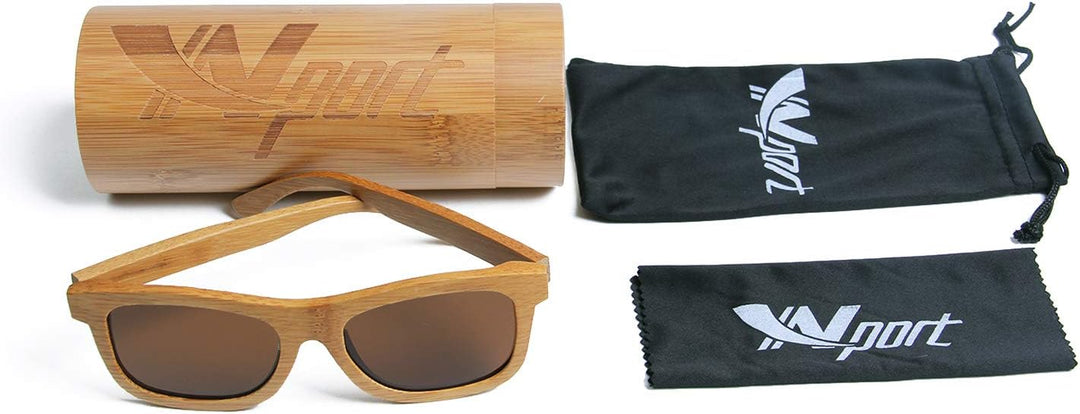 Ynport Bambus-Sonnenbrille für Herren/Damen, klassisches Design, mit Holz beschichtet, Vintage-Stil,