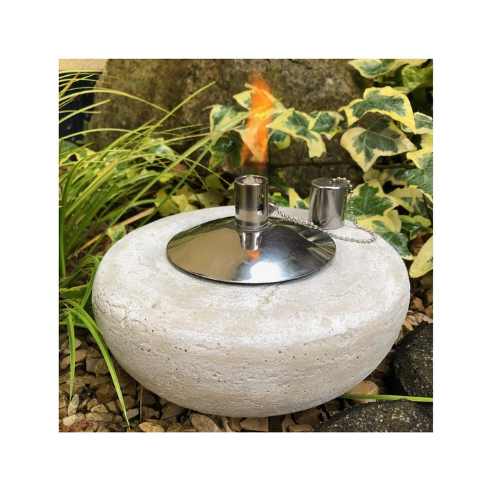 Gartenfackel Ölfackel Tischfackel Öllampe Garten Fackel Tischlampe Steinguss mit Edelstahl Ölbehälte