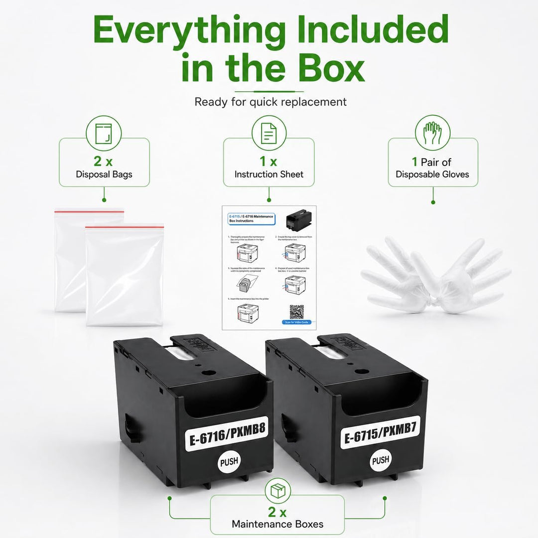 ATTA T6715 T6716 Wartungsbox kompatibel mit Epson T6715 T6716 C13T671500 C13T671600 Maintenance Box