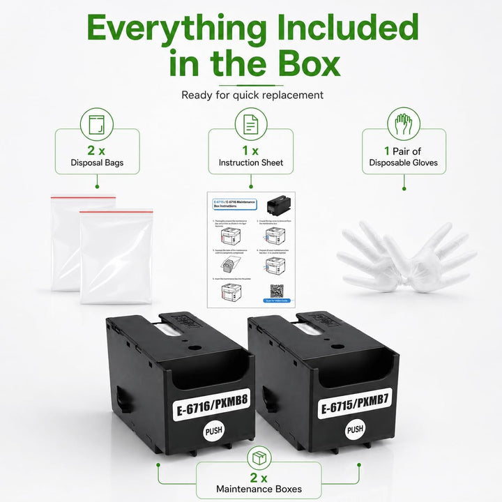 ATTA T6715 T6716 Wartungsbox kompatibel mit Epson T6715 T6716 C13T671500 C13T671600 Maintenance Box