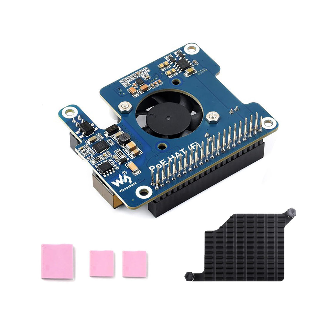 PoE HAT (F) for Raspberry Pi 5 / CM5, 802.3af/at Compliant, High Power Output, Active Cooling Fan, M