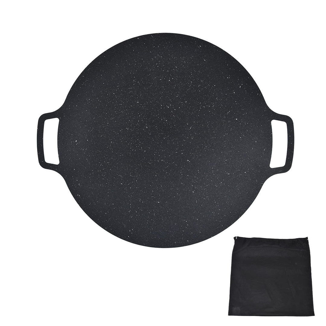 Grillplatte Gusseisen Rund 36cm, Koreanische Runde Grillpfanne Korean, Koreanischer BBQ Platten Barb